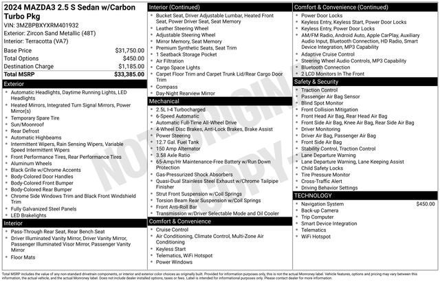 2024 Mazda Mazda3 2.5 Carbon Turbo