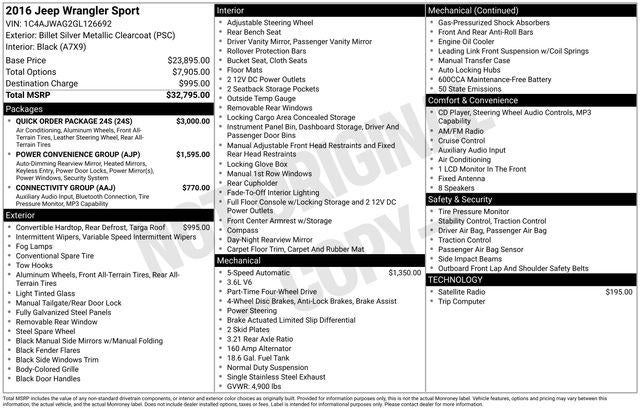 2016 Jeep Wrangler Sport