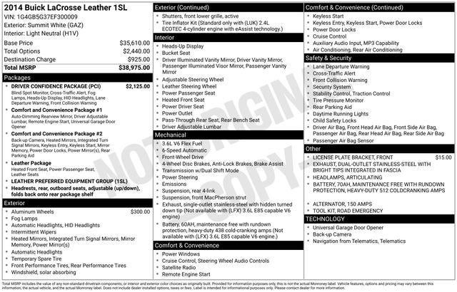 2014 Buick LaCrosse Leather Group