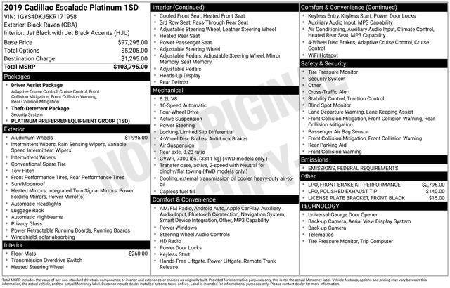 2019 Cadillac Escalade Platinum Edition