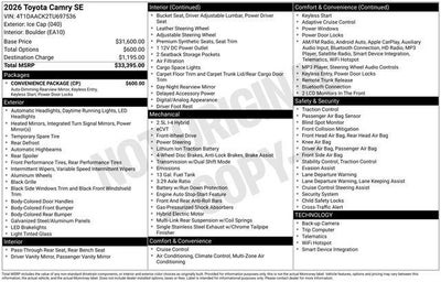 2026 Toyota CAMRY SE