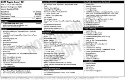 2026 Toyota CAMRY SE