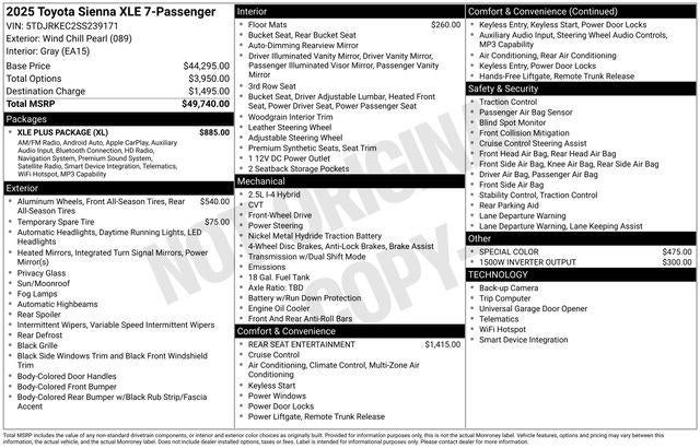 2025 Toyota SIENNA XLE XLE