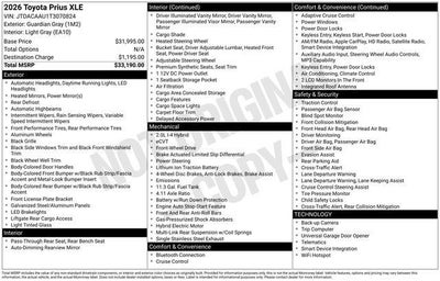2026 Toyota PRIUS XLE