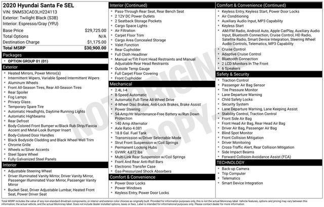 2020 Hyundai Santa Fe SEL