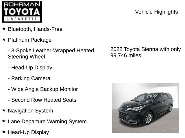 2022 Toyota SIENNA PLT AWD Platinum 7 Passenger