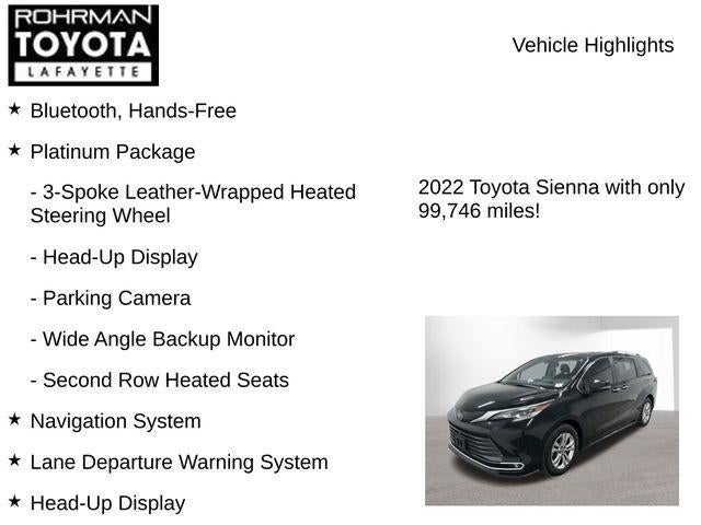 2022 Toyota SIENNA PLT AWD Platinum 7 Passenger