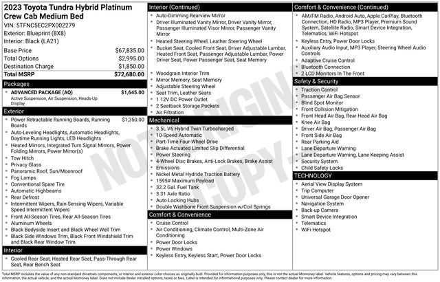 2023 Toyota TUNDRA HV 4X4 Platinum
