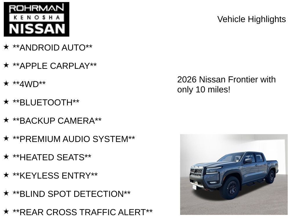 2026 Nissan Frontier PRO-4X Convenience Package
