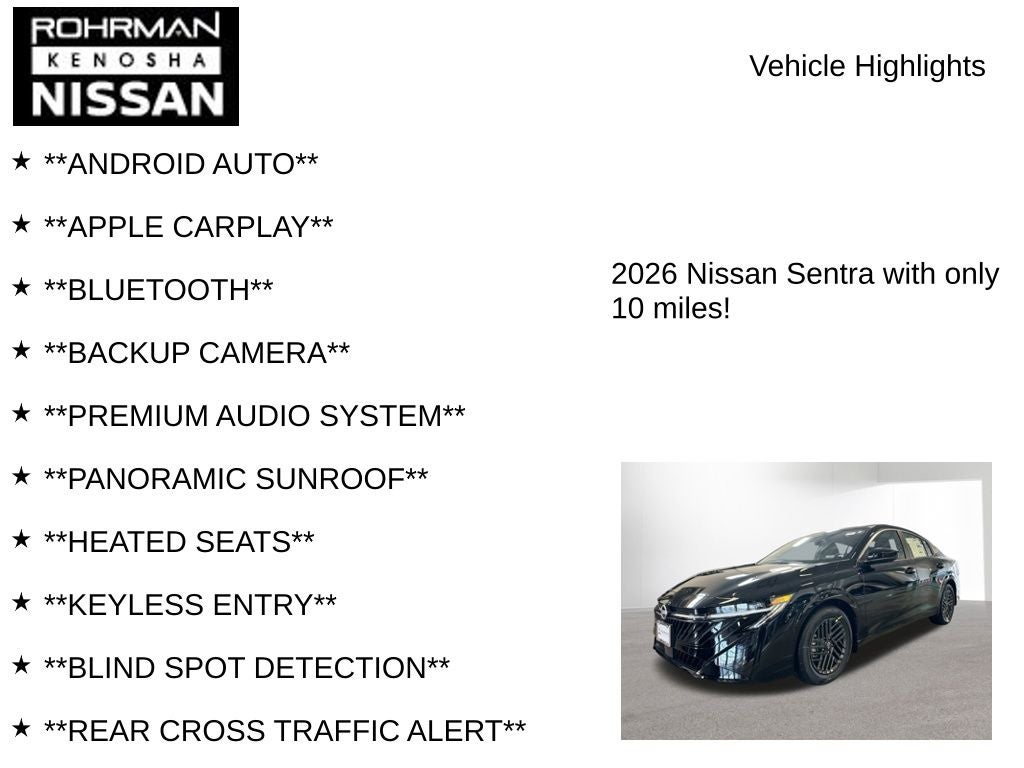 2026 Nissan Sentra SV Convenience Package