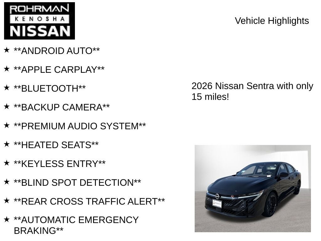 2026 Nissan Sentra SR All Weather Package
