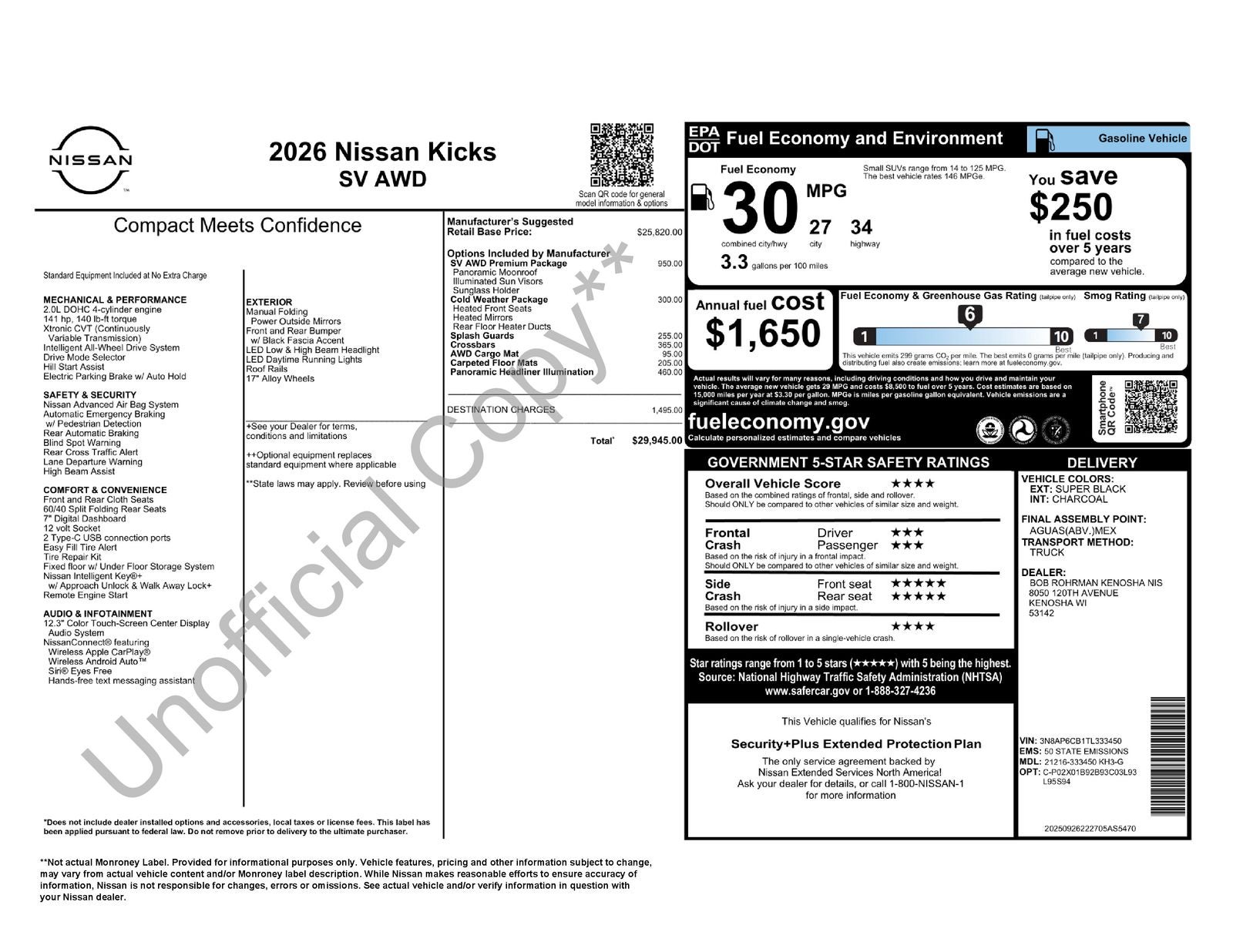 2026 Nissan Kicks SV AWD Premium Package