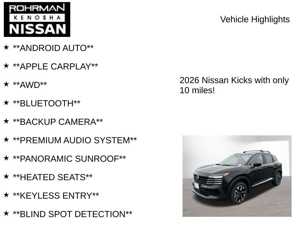 2026 Nissan Kicks SV AWD Premium Package