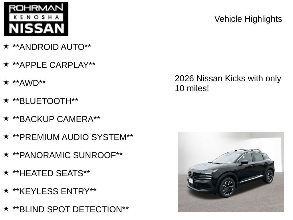 2026 Nissan Kicks SV AWD Premium Package