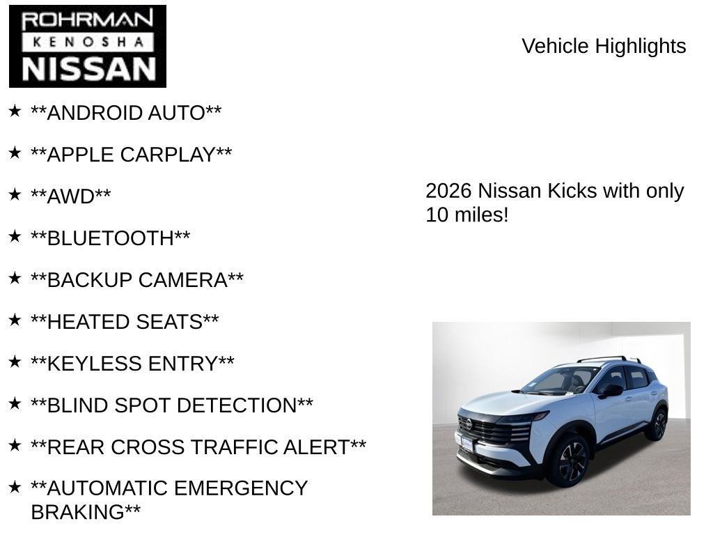 2026 Nissan Kicks SV AWD Premium Package