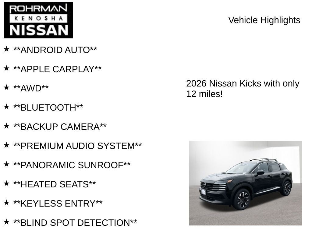 2026 Nissan Kicks SV AWD Premium Package