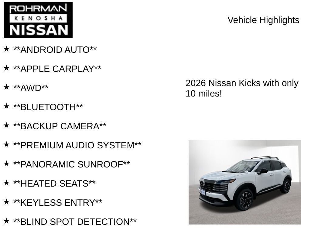 2026 Nissan Kicks SV AWD Premium Package