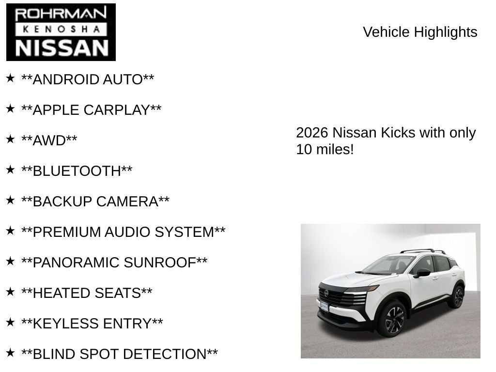 2026 Nissan Kicks SV AWD Premium Package