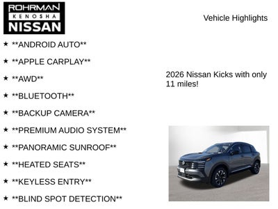 2026 Nissan Kicks SV AWD Premium Package