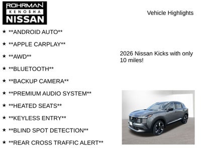 2026 Nissan Kicks SR AWD Cold Weather Package