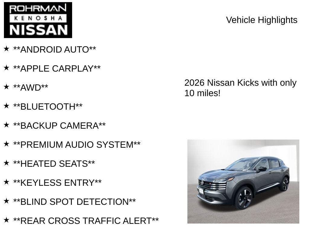 2026 Nissan Kicks SR AWD Cold Weather Package