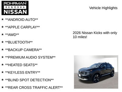 2026 Nissan Kicks SR AWD Cold Weather Package