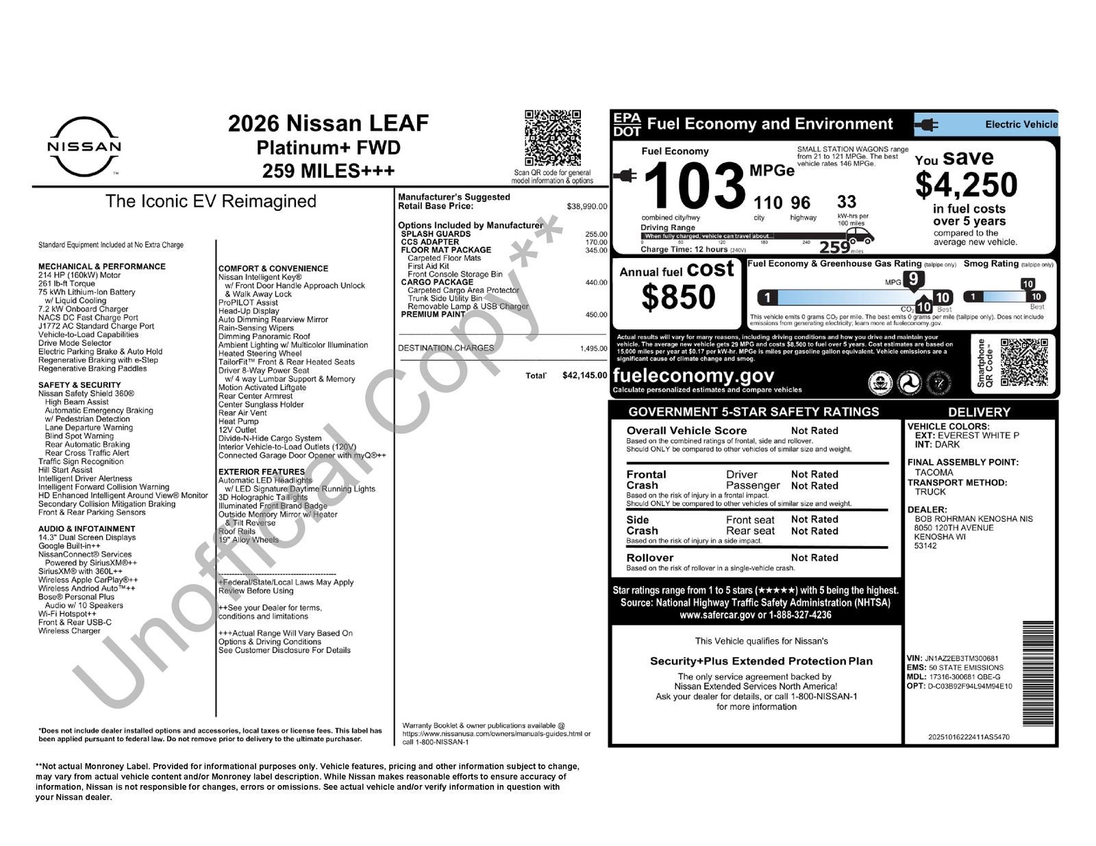 2026 Nissan Leaf PLATINUM+