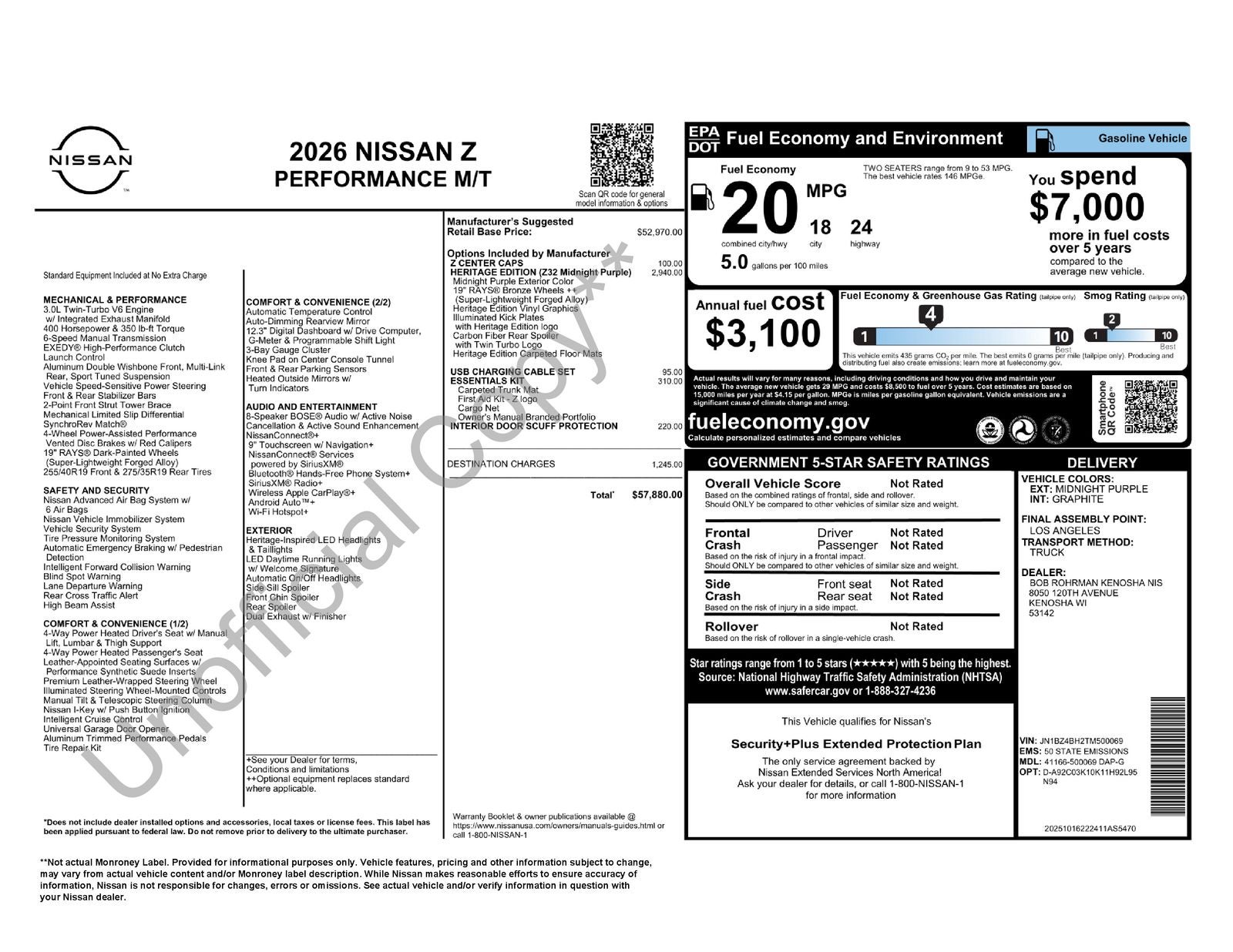 2026 Nissan Z Performance Heritage Edition