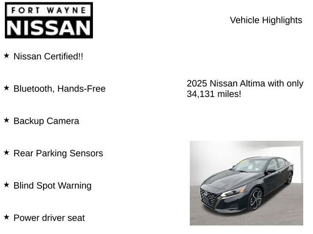 2025 Nissan Altima 2.5 SR
