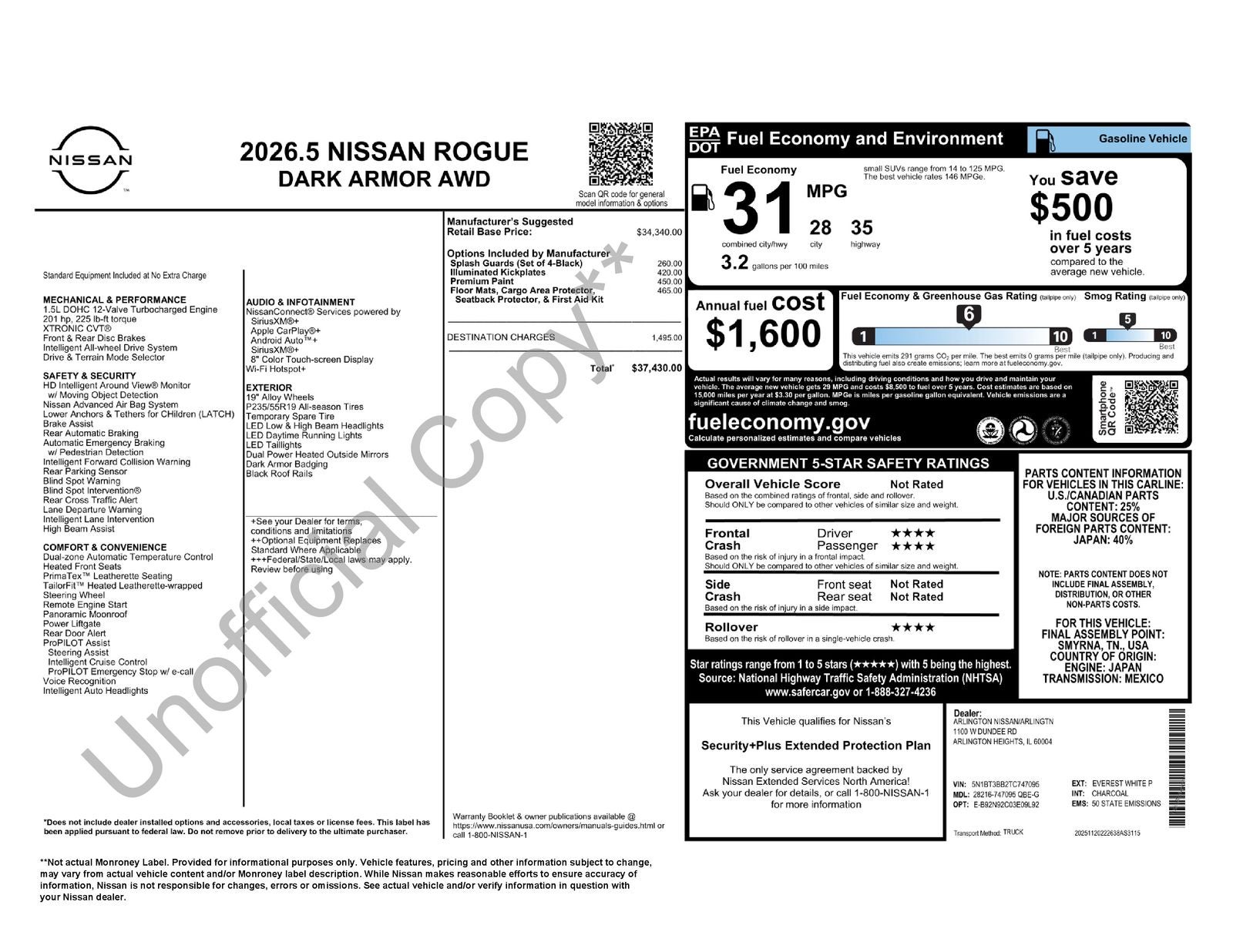 2026 Nissan Rogue Dark Armor