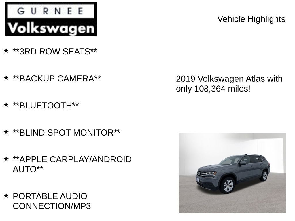 2019 Volkswagen Atlas 2.0T S