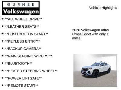 2026 Volkswagen Atlas Cross Sport 2.0T SE W/TECHNOLOGY