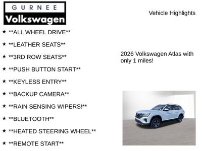 2026 Volkswagen Atlas 2.0T SE