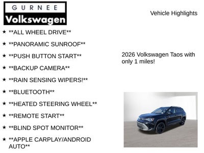 2026 Volkswagen Taos 1.5T SE Black