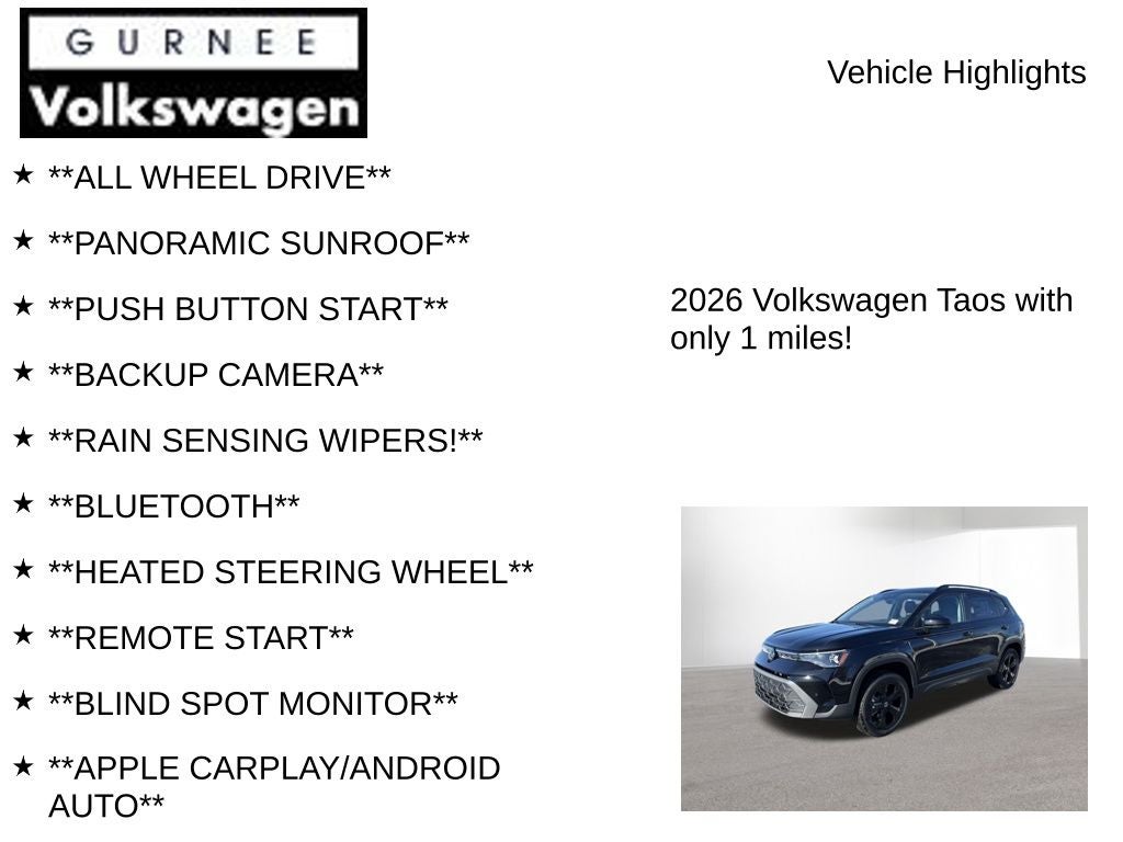 2026 Volkswagen Taos 1.5T SE Black