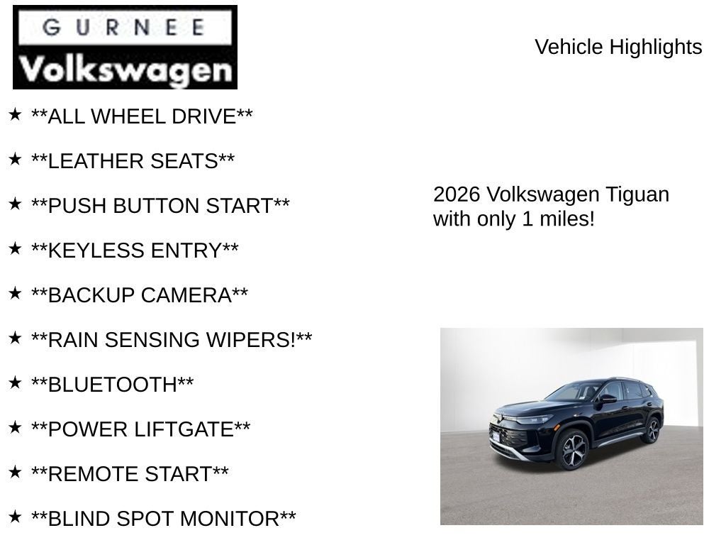 2026 Volkswagen Tiguan 2.0T SE