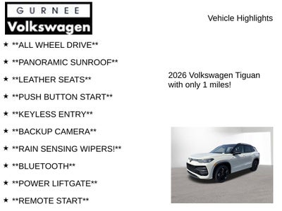 2026 Volkswagen Tiguan 2.0T SE R-Line Black