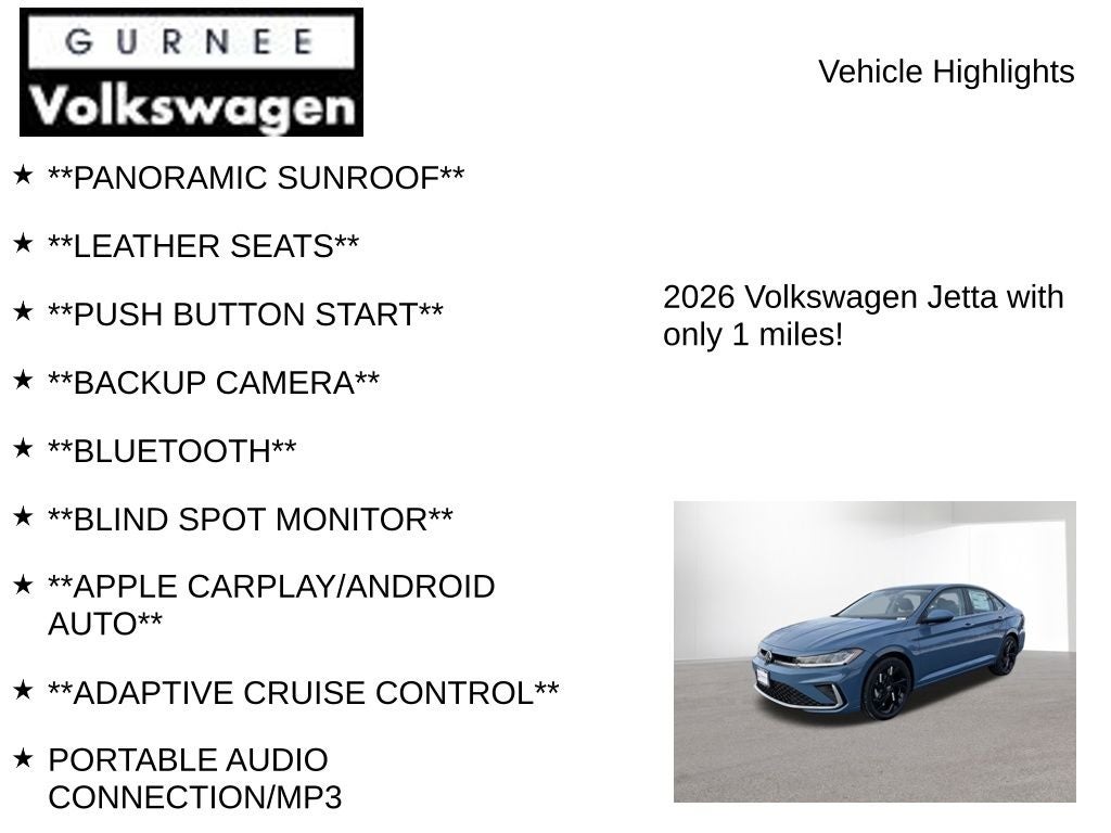 2026 Volkswagen Jetta 1.5T SE