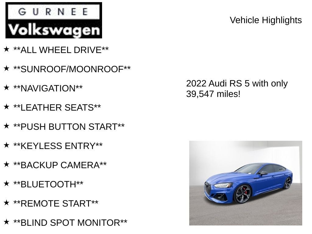 2022 Audi RS 5 2.9T quattro