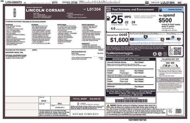 2020 Lincoln Corsair Standard