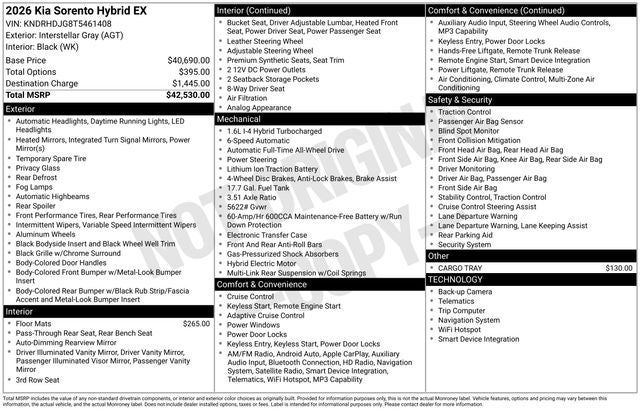 2026 Kia Sorento Hybrid EX