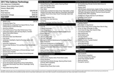 2017 Kia Cadenza Technology