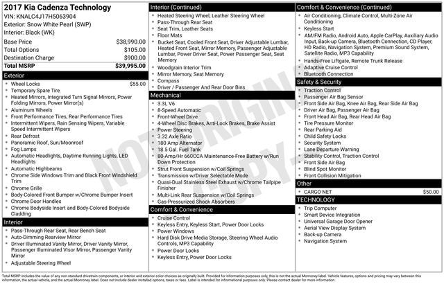 2017 Kia Cadenza Technology