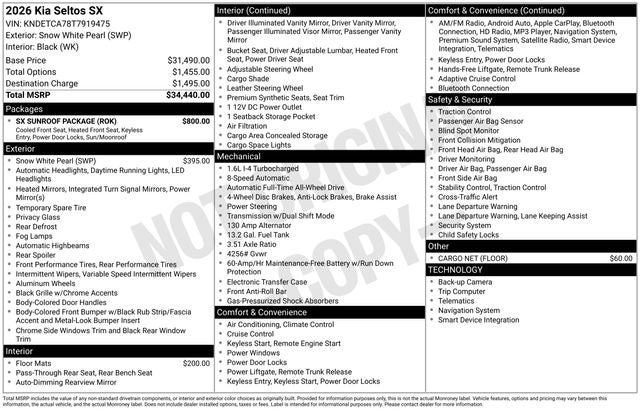 2026 Kia Seltos SX