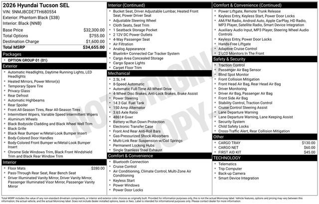2026 Hyundai Tucson SEL