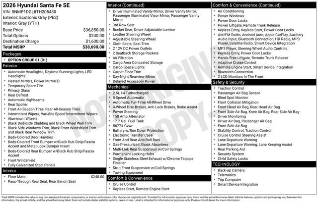 2026 Hyundai Santa Fe SE