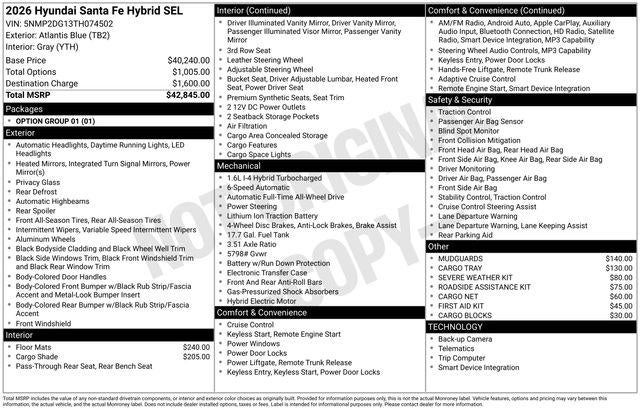 2026 Hyundai Santa Fe Hybrid SEL