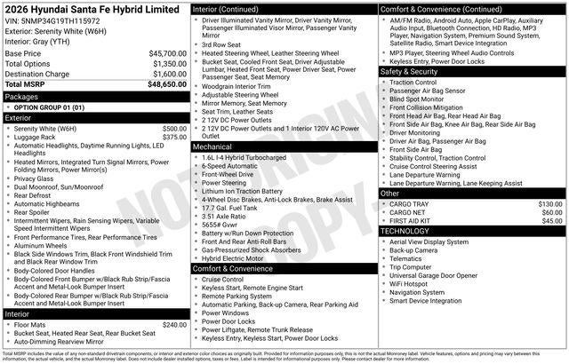 2026 Hyundai Santa Fe Hybrid Limited