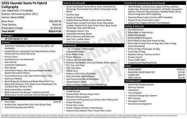 2026 Hyundai Santa Fe Hybrid Calligraphy