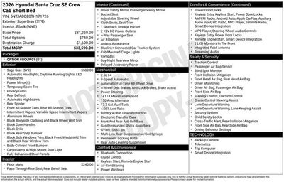 2026 Hyundai Santa Cruz SE
